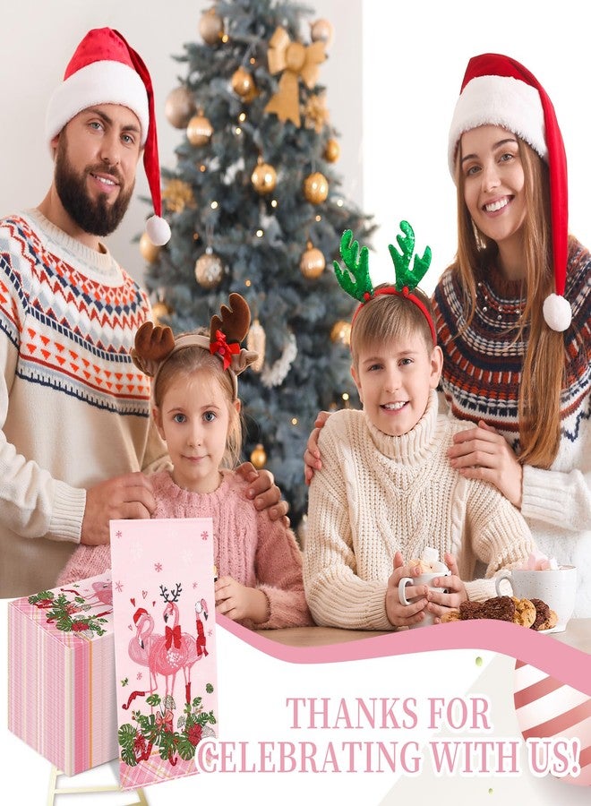 Whaline 80Pcs Christmas Guest Napkins Flamingo Xmas Paper Napkin Disposable Dinner Hand Towel Napkin for Home Kitchen Bathroom Powder Room Holiday Wedding Birthday - Image 4